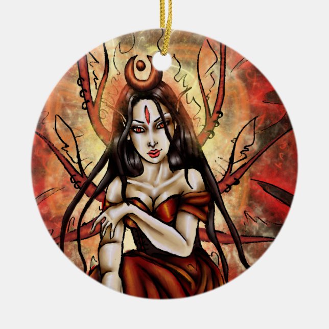 Die rote Königin-runde Verzierung Keramikornament (Vorne)