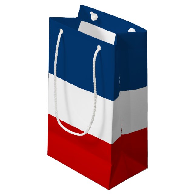 Die rote weiße und blaue Geschenk-Tasche - klein, Kleine Geschenktüte (Vorderseite Schrägansicht)