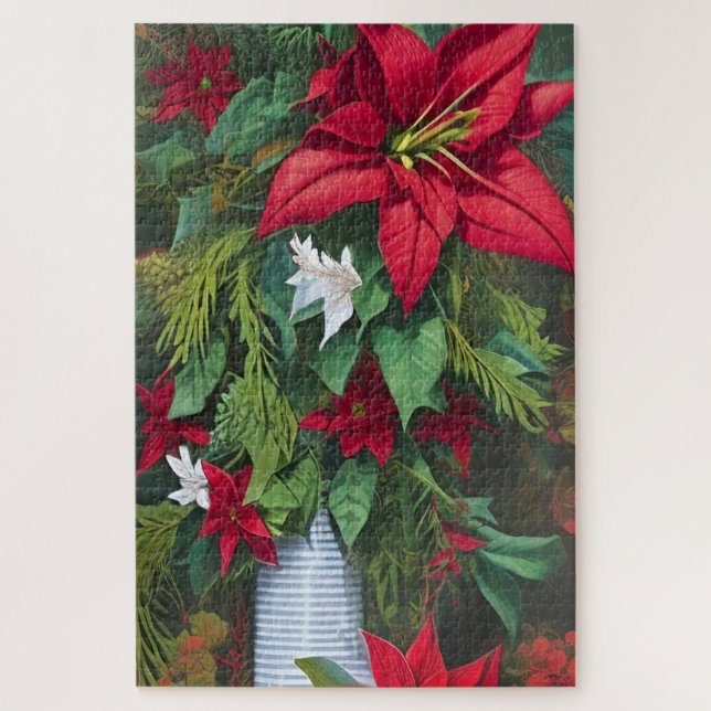 Die Roten Amaryllis und die Poinsettia Bouquet (Vertikal)