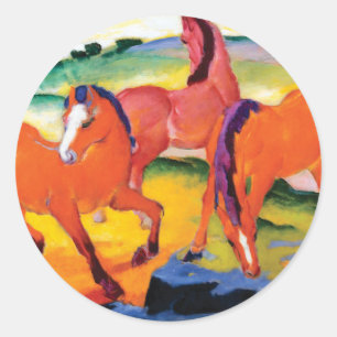 Die roten Pferde durch Franz Marc Runder Aufkleber