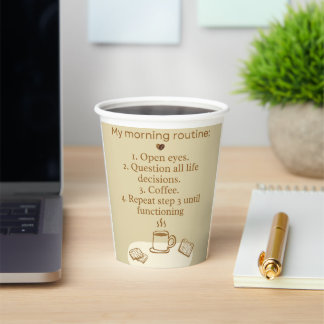 Die routinemäßige Tasse des Kaffees | Funny Caffei Pappbecher