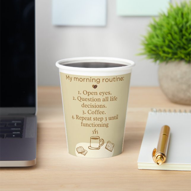 Die routinemäßige Tasse des Kaffees | Funny Caffei Pappbecher (InSitu)