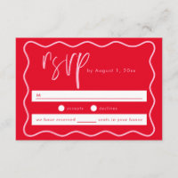 Die RSVP-Karte ist in rosa und roten Rahmen angeor