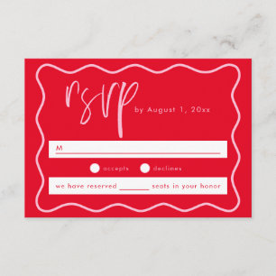 Die RSVP-Karte ist in rosa und roten Rahmen angeor Begleitkarte