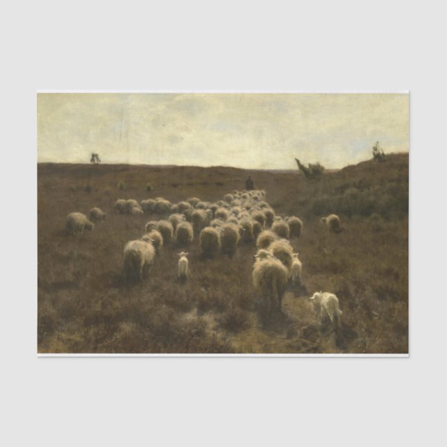Die Rückkehr der Flock, Laren von Anton Mauve Seidenpapier (Vorderseite)