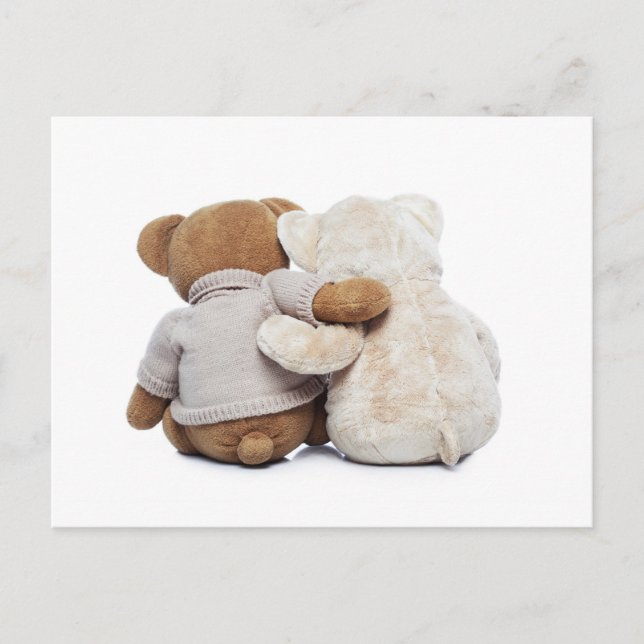 Die Rückseite zweier Teddy-Bären umarmt sich Postkarte (Vorderseite)