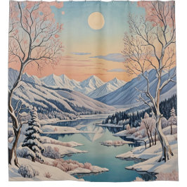 Die Ruhe im Winter Duschvorhang