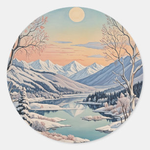 Die Ruhe im Winter Runder Aufkleber