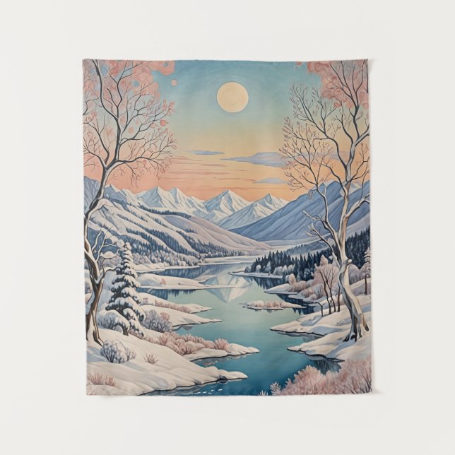 Die Ruhe im Winter Wandteppich (Vorderseite)