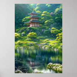 Die Ruhe und Schönheit eines japanischen Tempels Poster