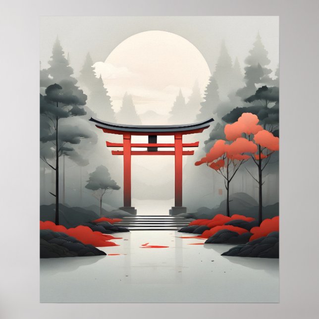 Die ruhige Dämmerung: Eine serene japanische Lands Poster (Vorne)