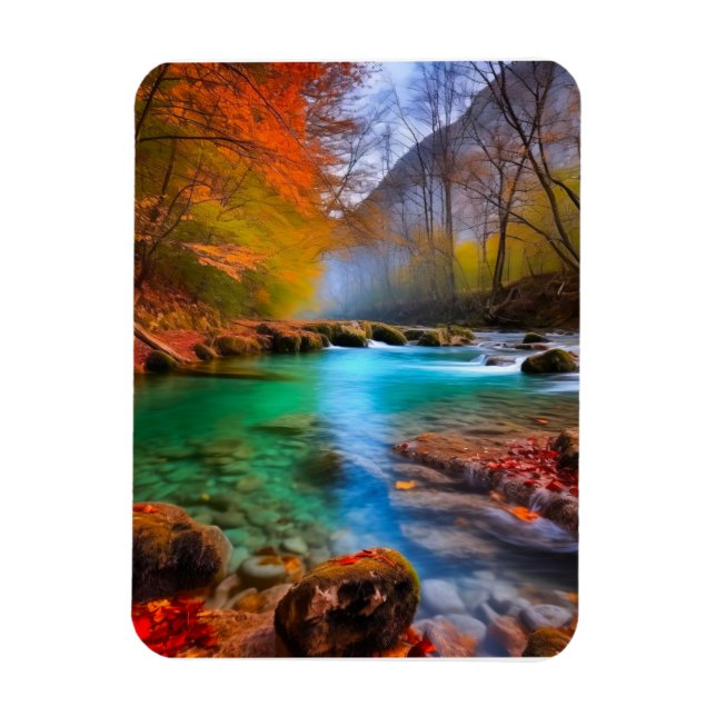 Die ruhige Landschaft der Herbstflüsse Magnet (Vertikal)