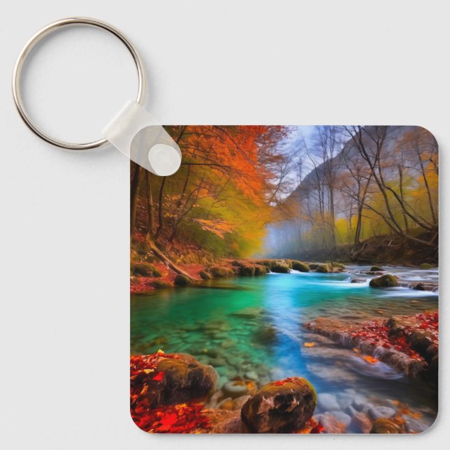 Die ruhige Landschaft der Herbstflüsse Schlüsselanhänger (Vorderseite)