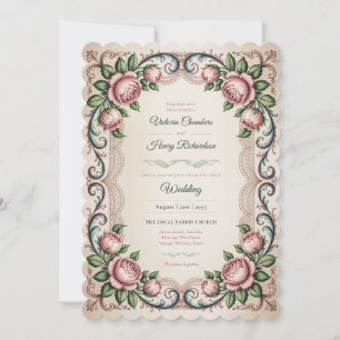 Die ruhige Romanze Vintage-Hochzeit von Anne Ellio Einladung