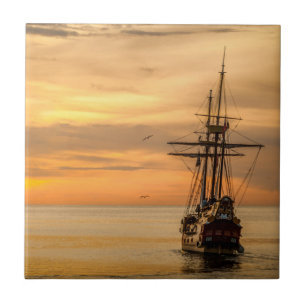 Die ruhige See - Galleone unter Segel Fliese