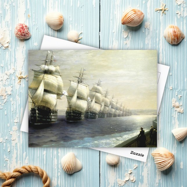 Die russische Schwarzmeerflotte auf Parade, Aivaje Postkarte (Von Creator hochgeladen)