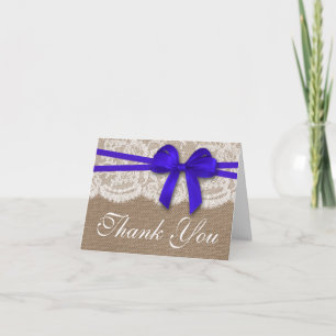 Die Rustic Blue Bow Hochzeitskollektion Dankeskarte