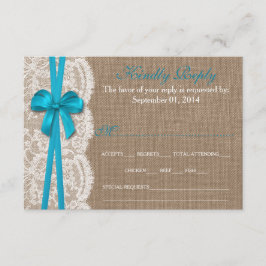 Die Rustikal Blue Bow Wedding Collection RSVP Card Karte
