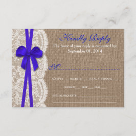 Die Rustikal Blue Bow Wedding Collection RSVP Card Karte