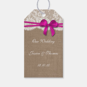 Die Rustikal Pink Bow Collection Tags Geschenkanhänger