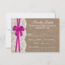 Die Rustikal Pink Bow Wedding Collection RSVP Card