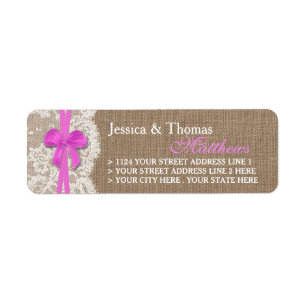 Die rustikal rosa Bow Wedding Collection Labels
