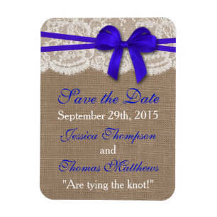 Die rustikale Blue Bow Wedding Collection Magnet