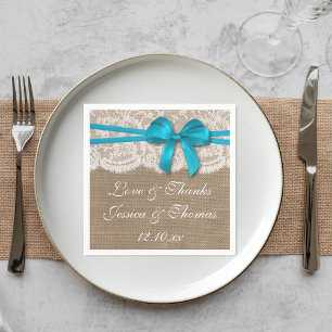 Die rustikale Blue Bow Wedding Collection Serviette