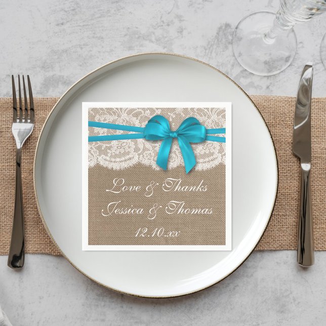 Die rustikale Blue Bow Wedding Collection Serviette (Von Creator hochgeladen)