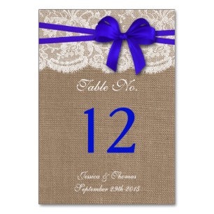 Die rustikale Blue Bow Wedding Collection Tischnummer