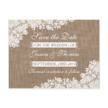Die rustikale Burlap- und Vintage White Lace-Kolle
