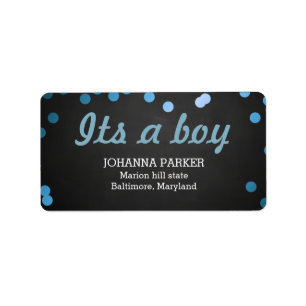 Die rustikale Chalkboard ist ein Boy Blue Confetti Adressaufkleber