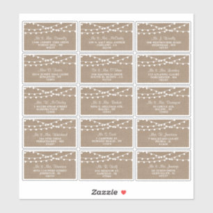Die rustikale Hochzeitskollektion der Burlap-Licht Aufkleber