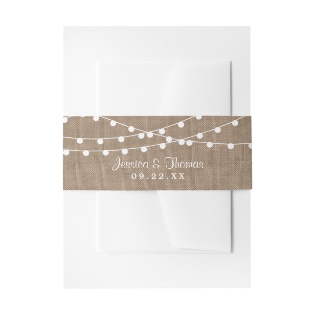 Die rustikale Hochzeitskollektion der Burlap-Licht Einladungsbanderole (Vorderseite Beispiel)