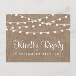 Die rustikale Hochzeitskollektion der Burlap-Licht Einladungspostkarte