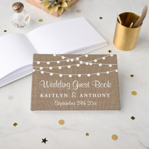 Die rustikale Hochzeitskollektion der Burlap-Licht Gästebuch