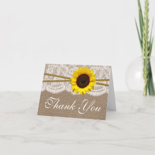 Die rustikale Hochzeitskollektion der Sonnenblumen Dankeskarte