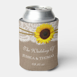 Die rustikale Hochzeitskollektion der Sonnenblumen Dosenkühler