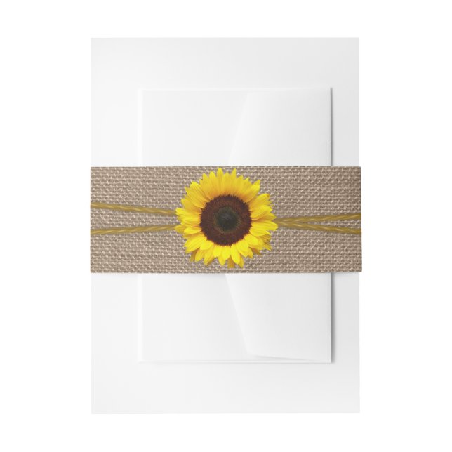 Die rustikale Hochzeitskollektion der Sonnenblumen Einladungsbanderole (Vorderseite Beispiel)