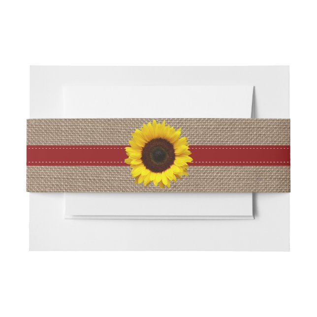 Die rustikale Hochzeitskollektion der Sonnenblumen Einladungsbanderole (Vorderseite Beispiel)