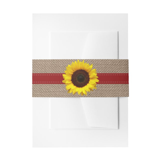 Die rustikale Hochzeitskollektion der Sonnenblumen Einladungsbanderole (Vorderseite Beispiel)