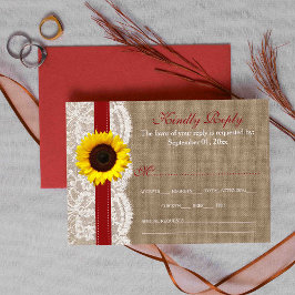 Die rustikale Hochzeitskollektion der Sonnenblumen RSVP Karte