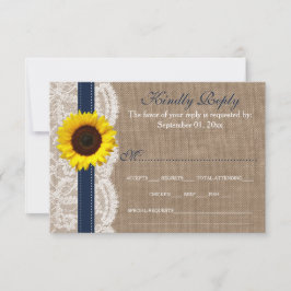 Die rustikale Hochzeitskollektion für Sonnenblumen RSVP Karte