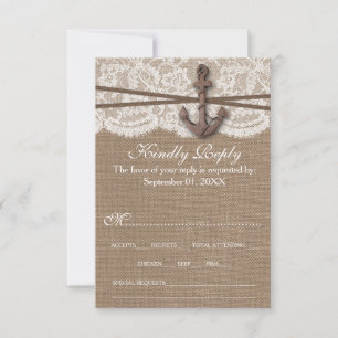 Die rustikale Hochzeitskollektion mit dem Anker RSVP Karte
