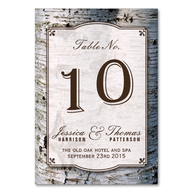 Die rustikale Hochzeitskollektion Silberbaum 10 Tischnummer (Vorderseite)