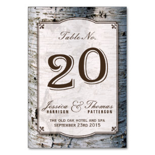 Die rustikale Hochzeitskollektion Silberbaum 20 Tischnummer