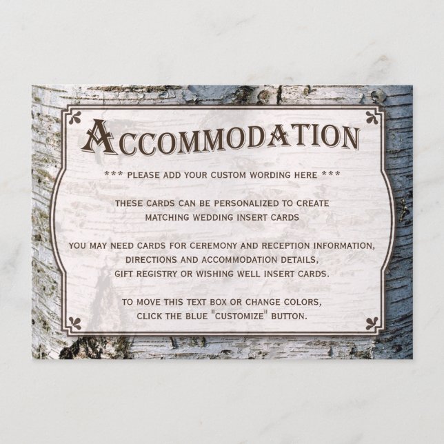 Die rustikale Hochzeitskollektion Silberbaum Begleitkarte (Vorderseite)