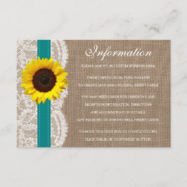 Die rustikale Hochzeitssammlung für Sonnenblumen - Begleitkarte