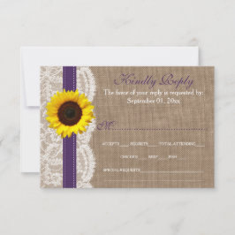 Die rustikale Hochzeitssammlung für Sonnenblumen - RSVP Karte