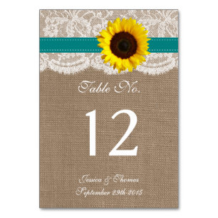 Die rustikale Hochzeitssammlung für Sonnenblumen - Tischnummer